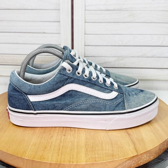 Vans Old Skool Acid Wash Denim Sneakers Blue 7 Mens 8.5 Women - Picture 1 of 11